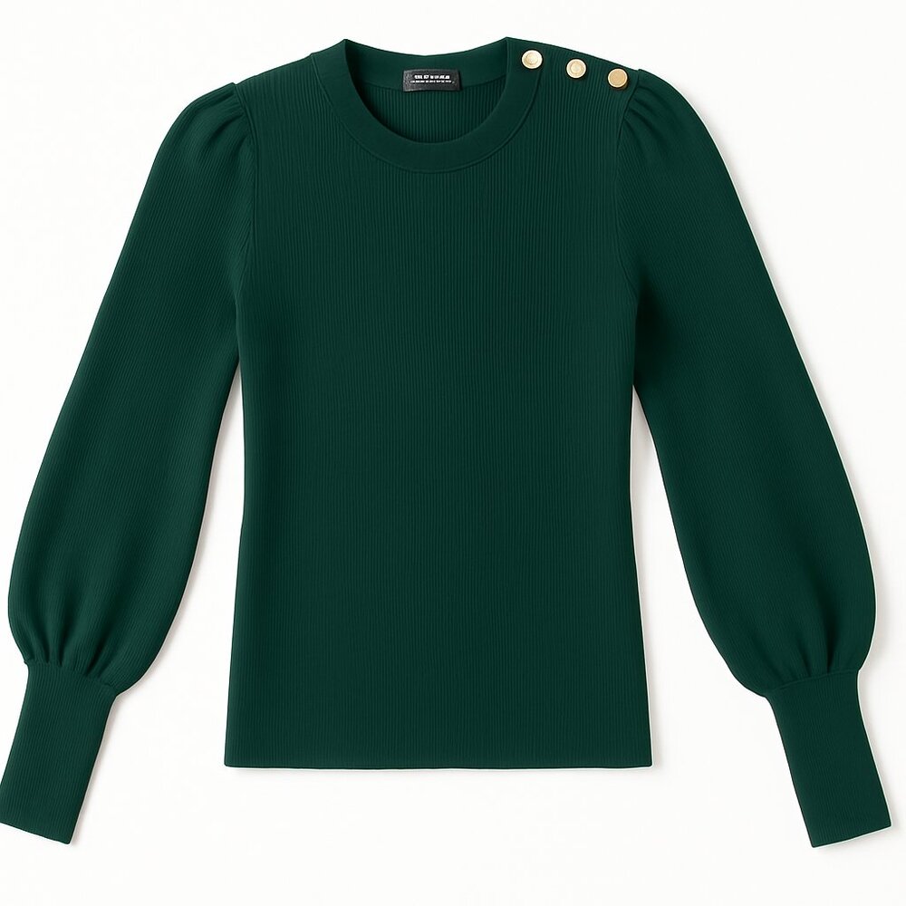 Ralph Lauren Crewneck puff sleeve sweater green